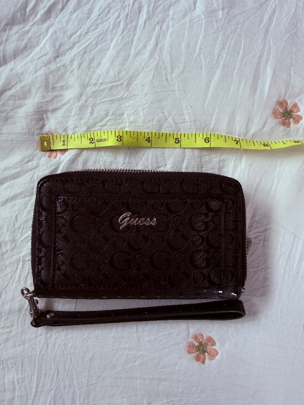 Guess Black Monogram Double Zip Wristlet Wallet – Logo Organizer Clutch